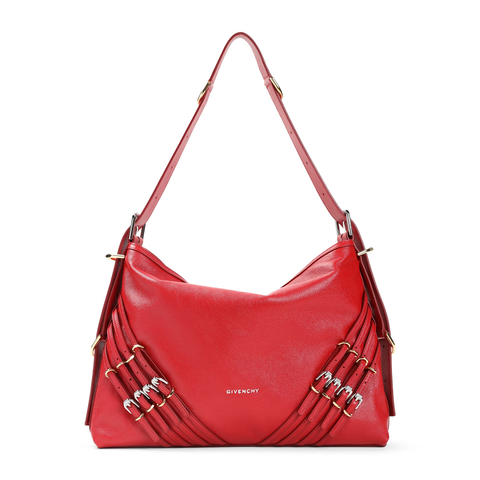 Shop Givenchy Voyou Buckles Bag In Vermillon