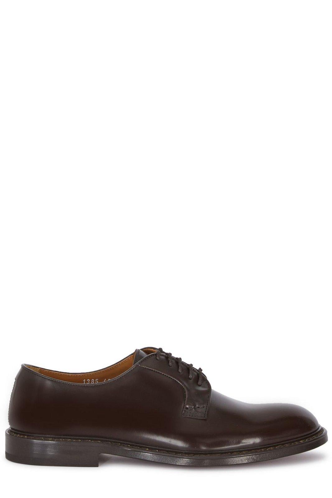 Shop Doucal's Almond Toe Lace-up Derby Shoes In Marrone