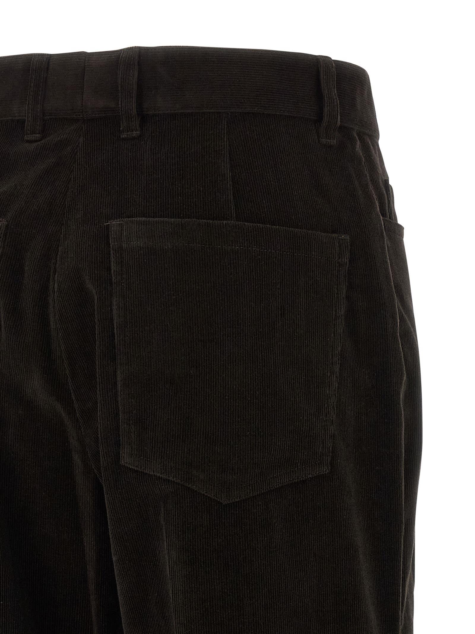 Ferragamo Velvet Trousers With Flared Leg And Belt Loops In Brown