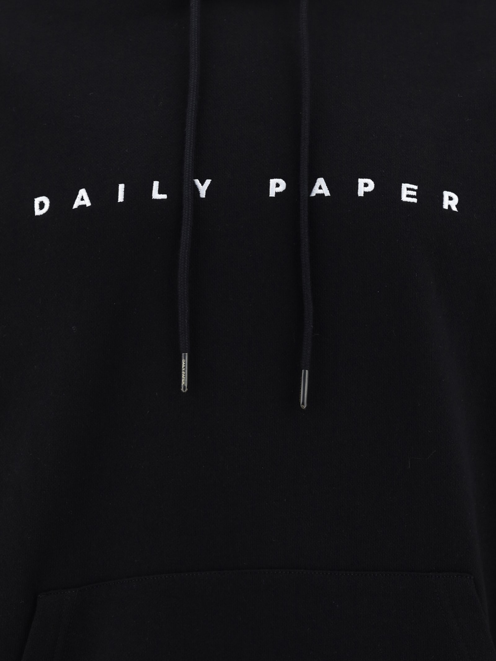 Daily Paper Drawstring Logo Print Hoodie In Black