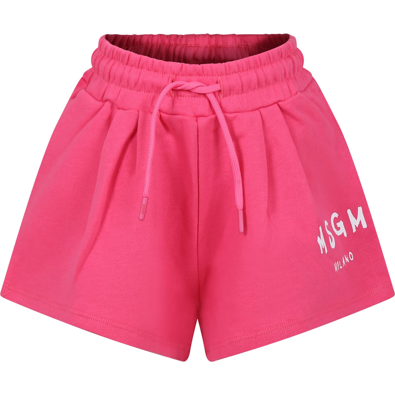 MSGM FUCHSIA SHORTS FOR GIRL WITH LOGO