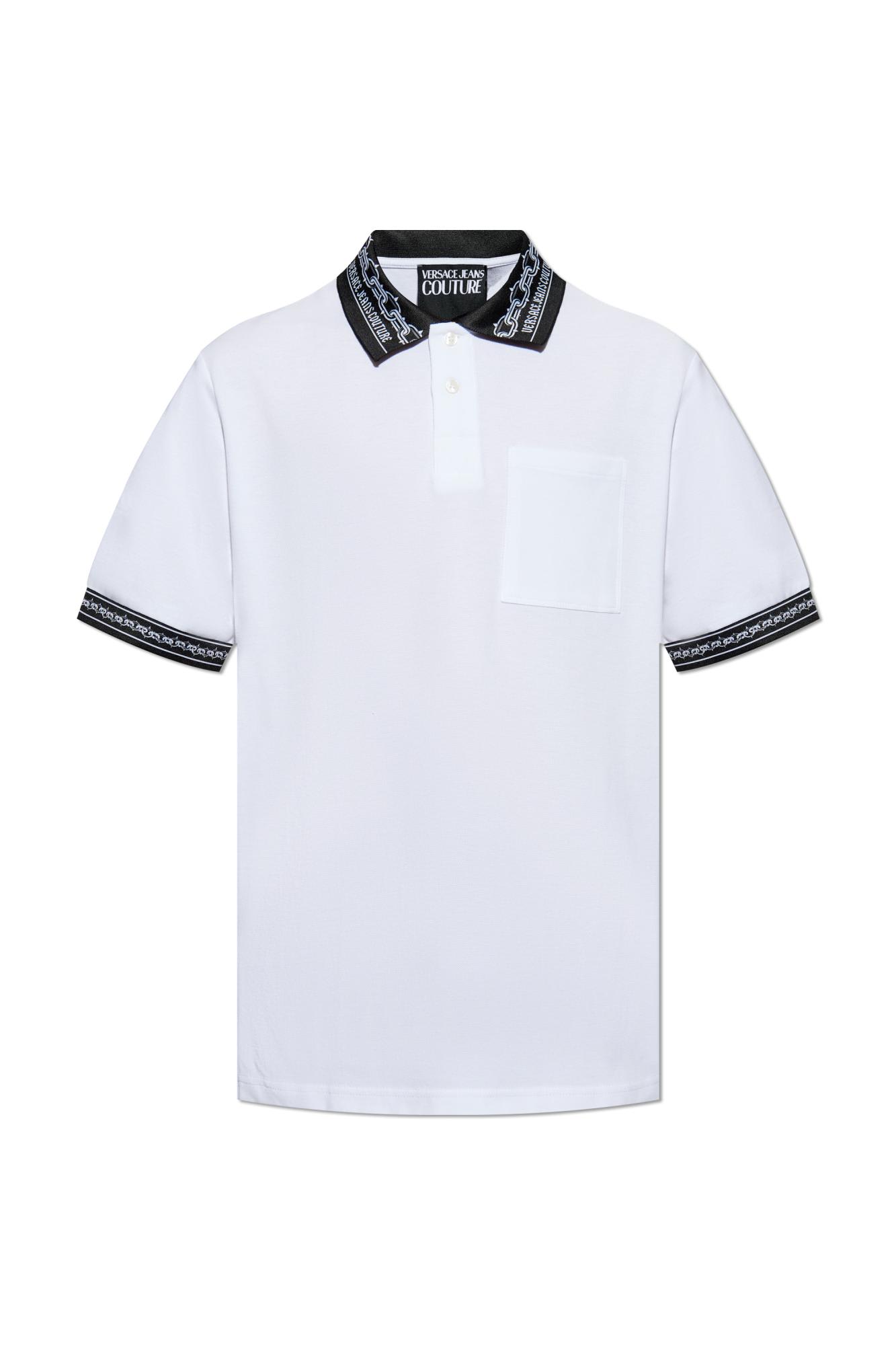 Shop Versace Jeans Couture Logo Polo In White