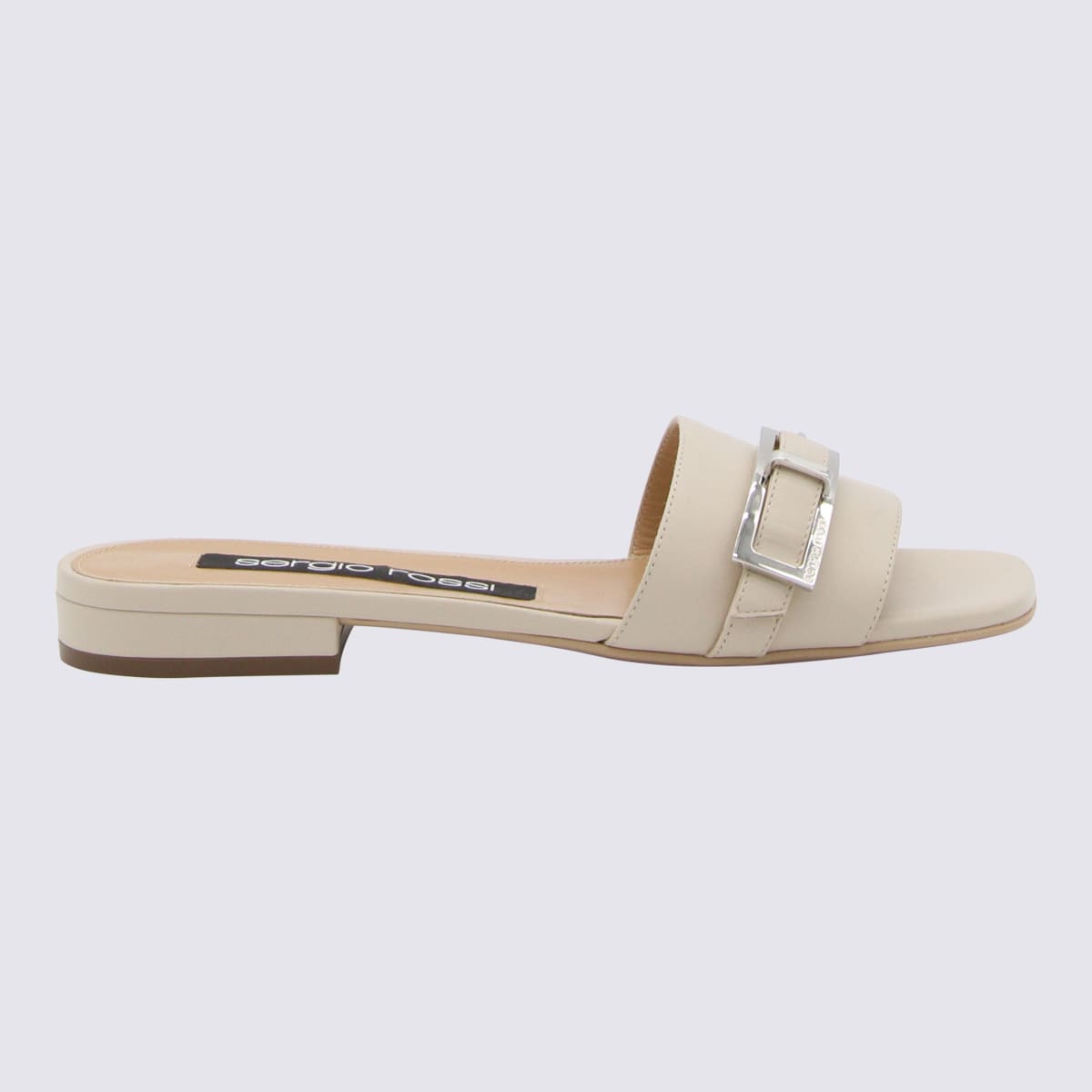 SERGIO ROSSI IVORY LEATHER SANDALS