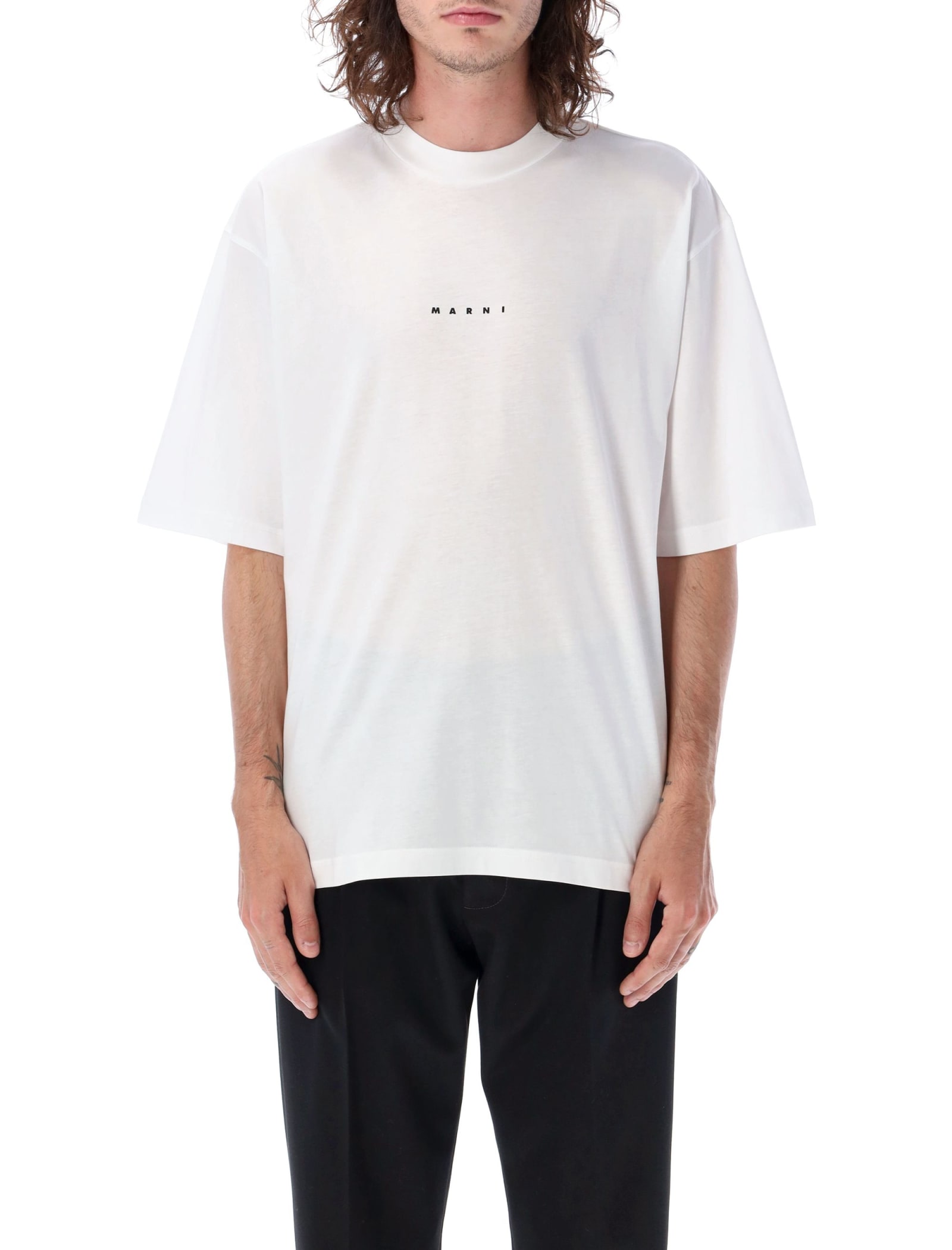Shop Marni Boxy T-shirt  Logo In White