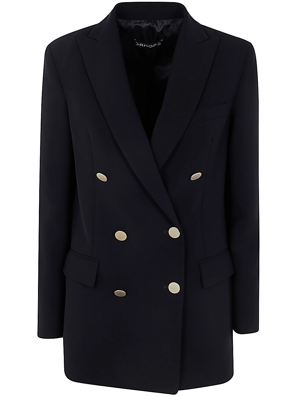 Shop Drhope Gold Bott. Double Breasted Coat In Black