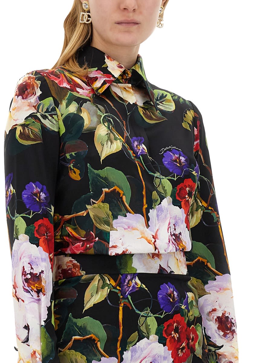 Shop Dolce & Gabbana Rose Garden Print Shirt In Multicolour