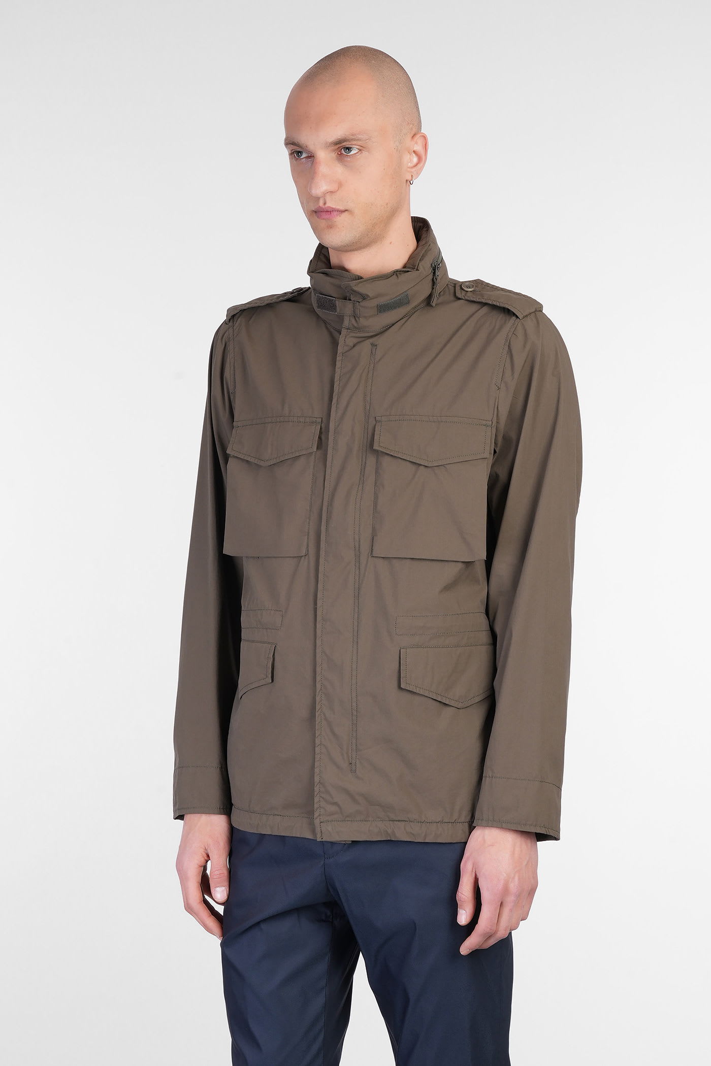 Shop Aspesi Casual Jacket In Green Cotton