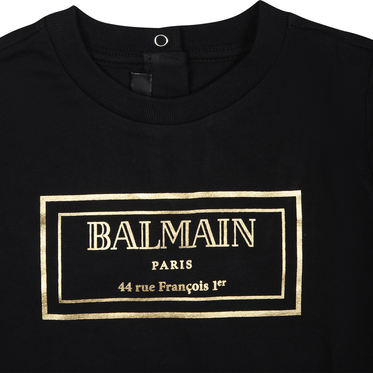 Balmain Black T-shirt For Babies With Gold Logo In Black