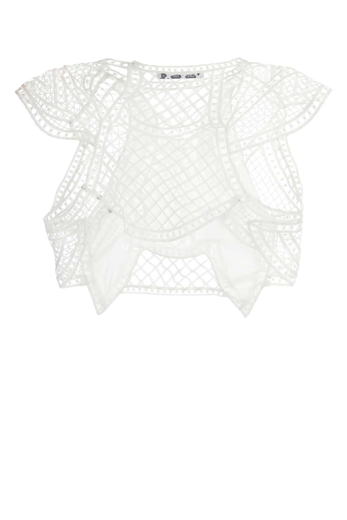 Alberta Ferretti White Lace Crop-top In Bianco