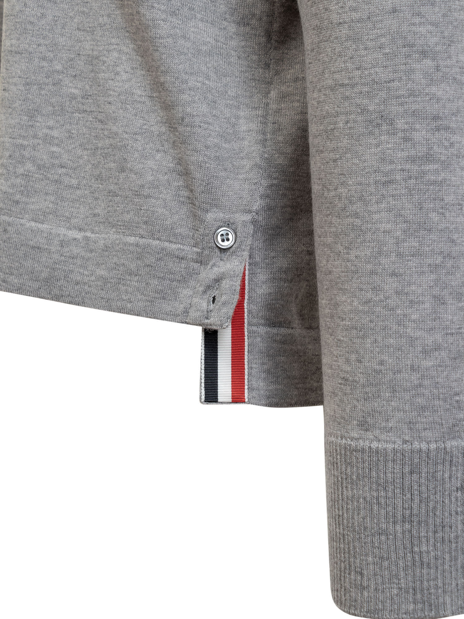 Shop Thom Browne Virgin Wool Striped Polo In Light Grey