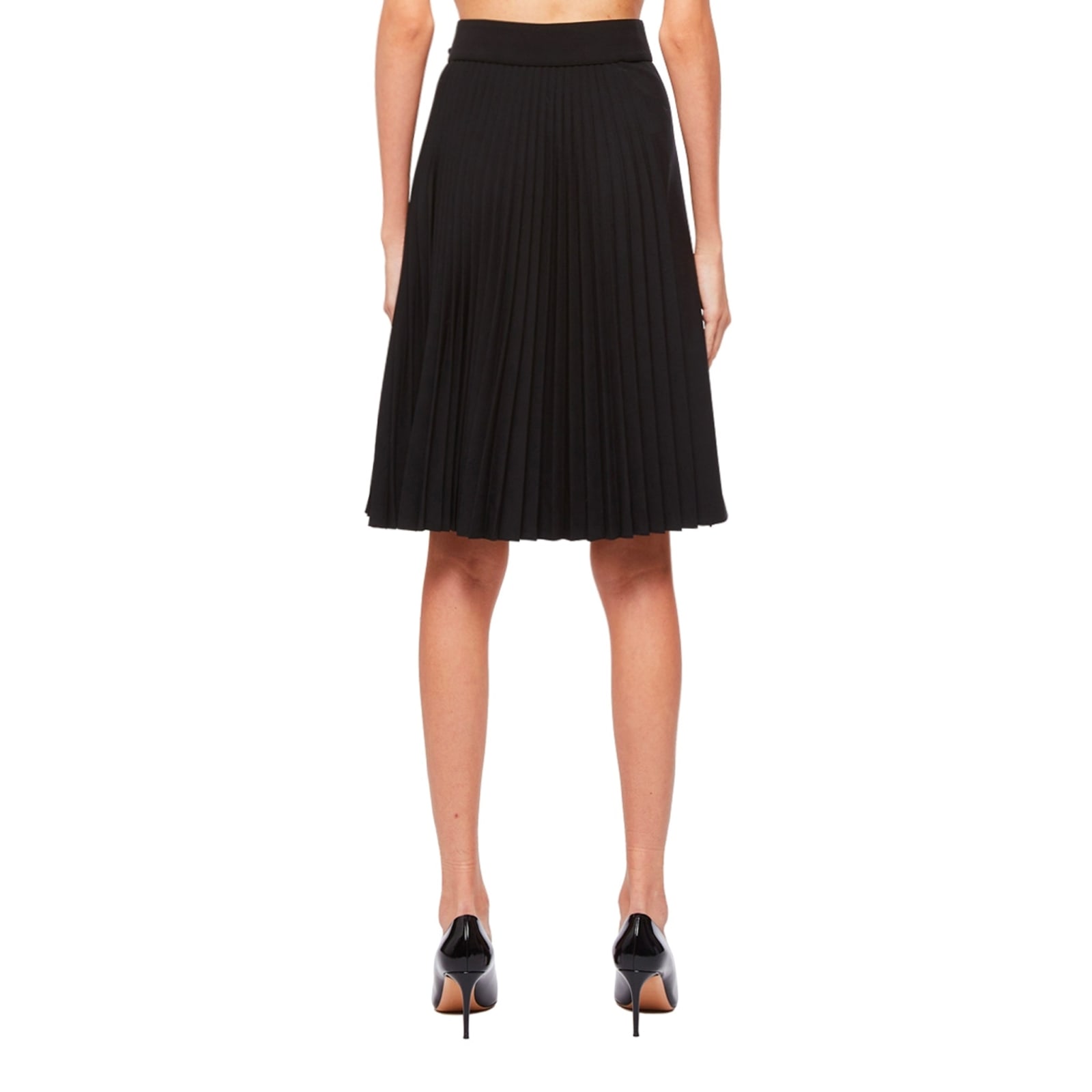 Shop Burberry Pleated Panel Wool Blend Belted Kilt Skirt In Black