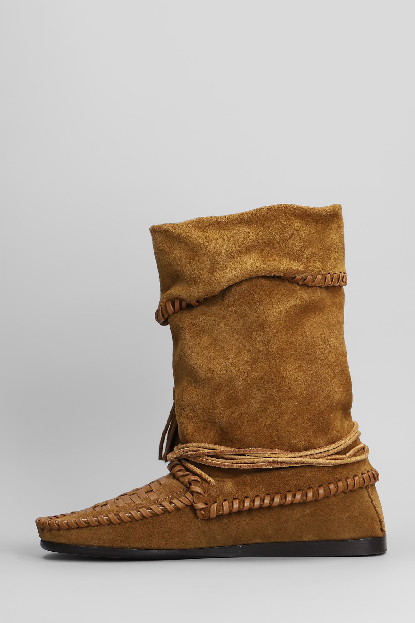 ISABEL MARANT WINKI LOW HEELS BOOTS IN BROWN SUEDE 