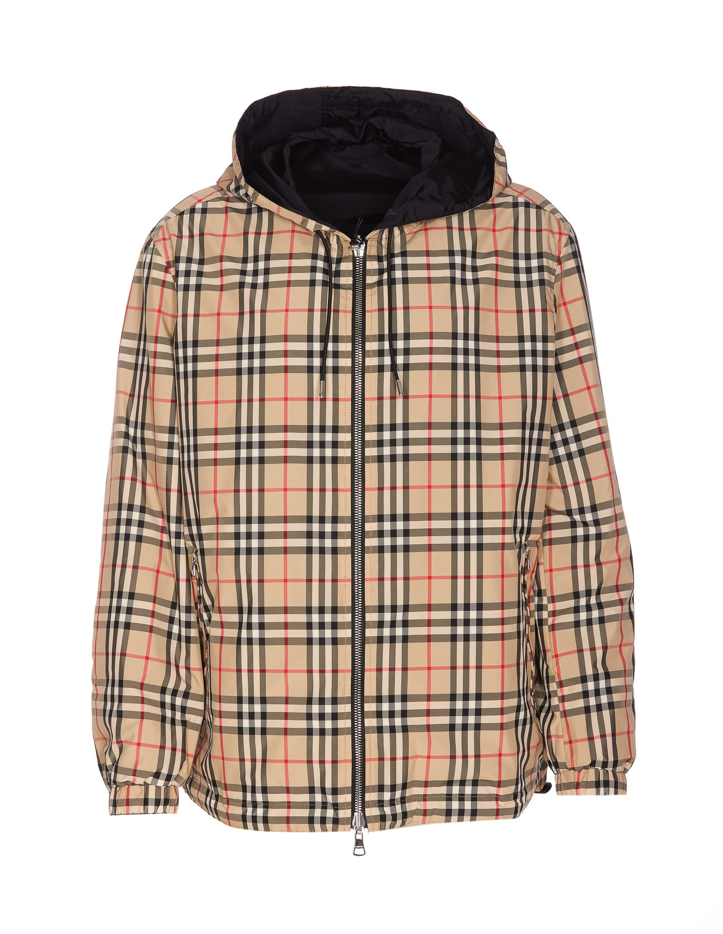 Shop Burberry Check Reversible Jacket In Beige