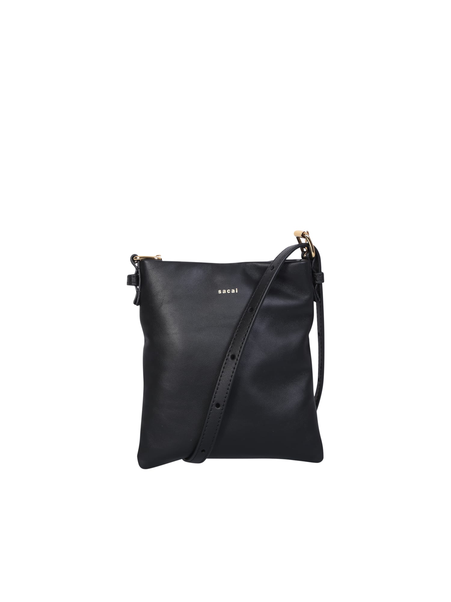 Shop Sacai Crossbody Leather Bag In Black