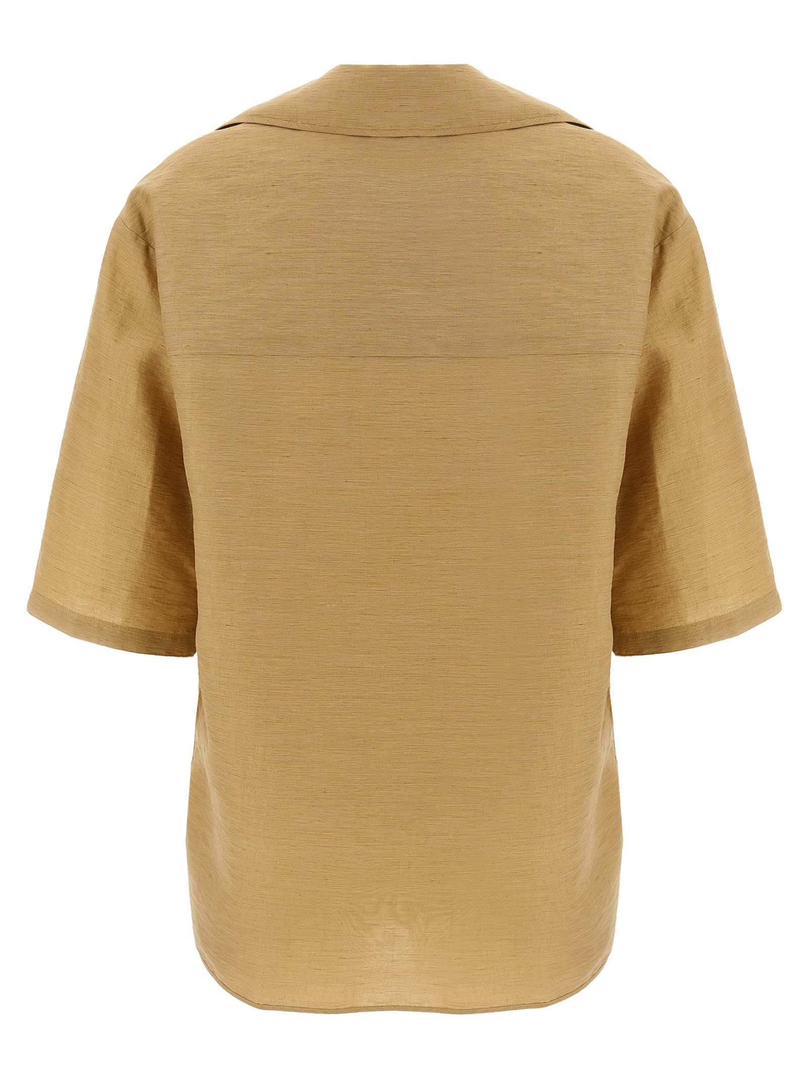 Max Mara Knitwear Sweater With Chest Pocket And V Neck In Gold