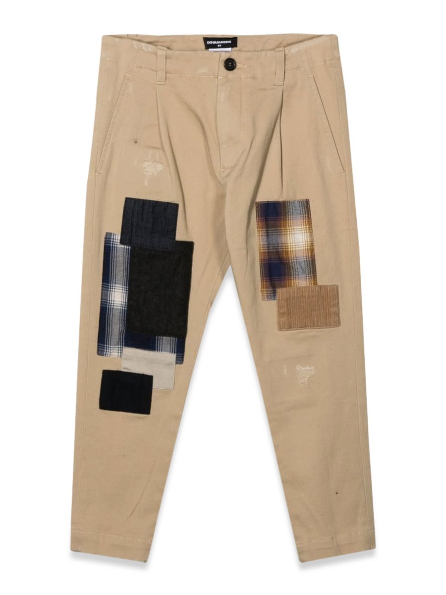 Shop Dsquared2 Pants With Patches In Beige