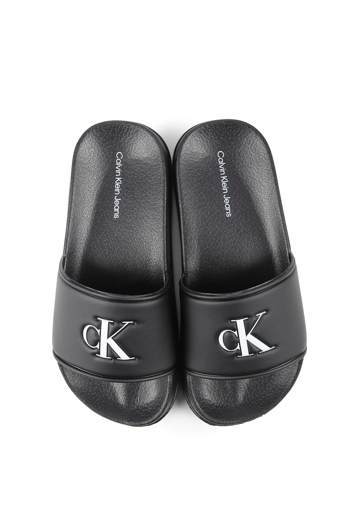 Calvin Klein Black Slippers For Kids With Logo