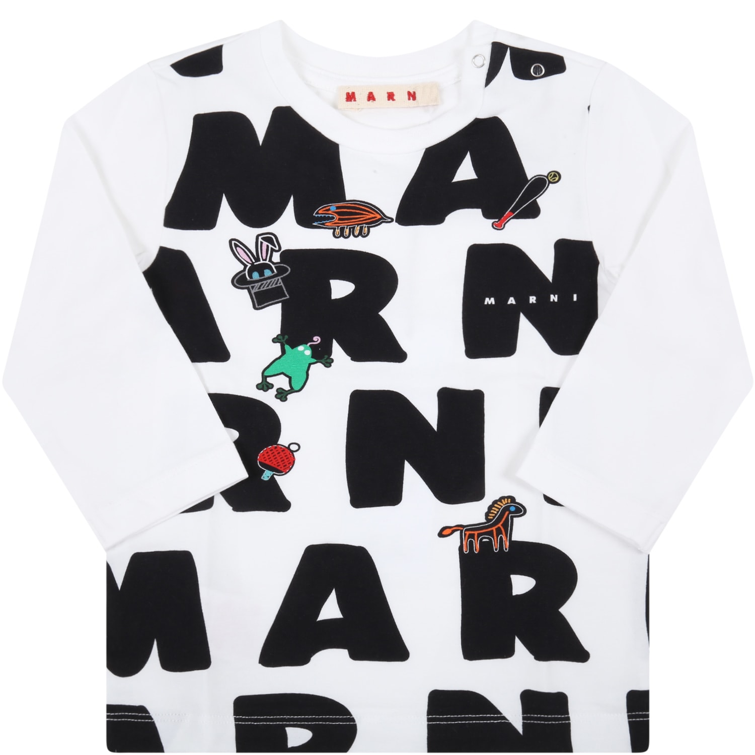 Marni White T-shirt For Baby Kids With Logos