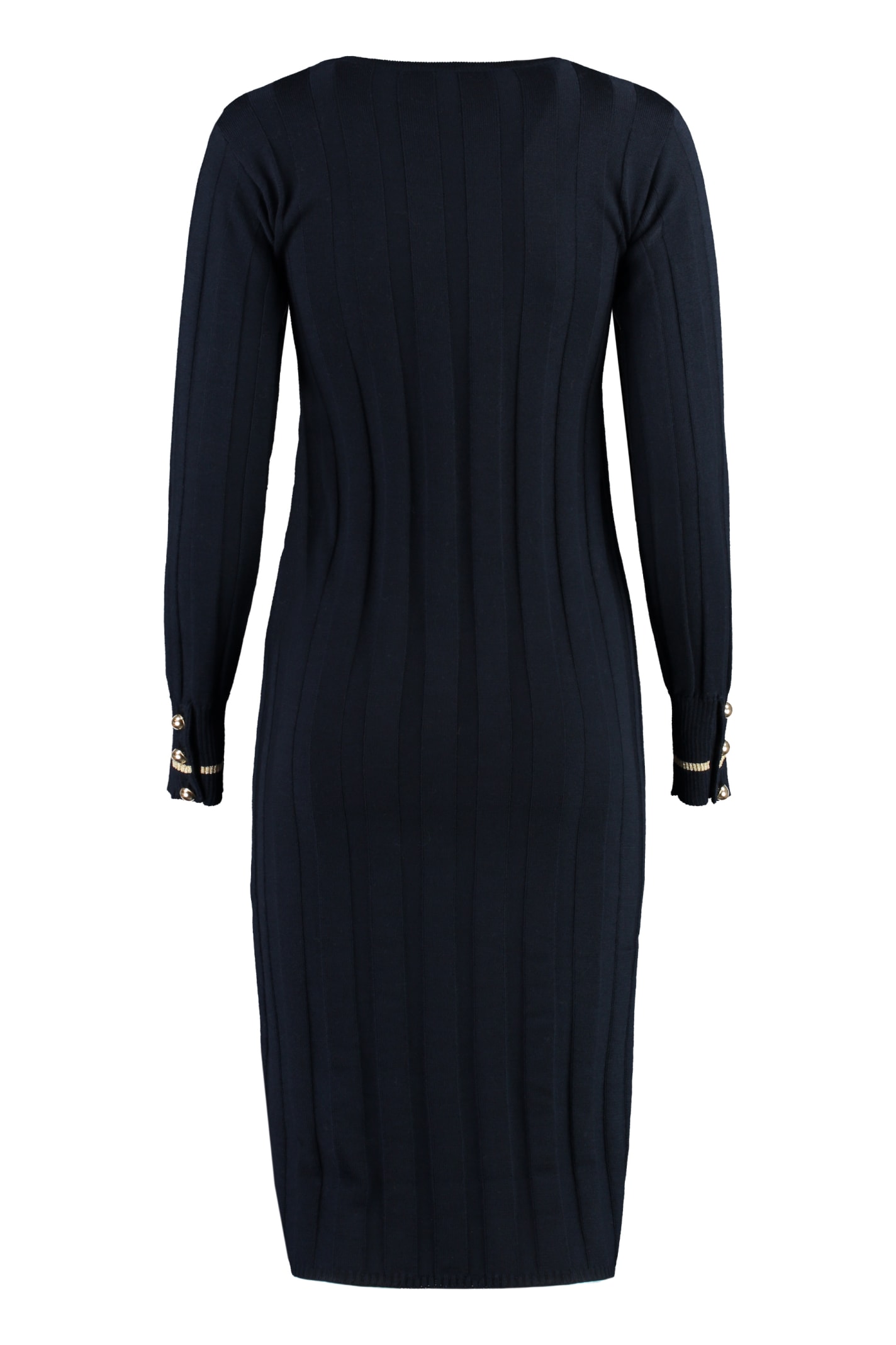 Shop Max Mara Leccio Virgin Wool Dress In Blue