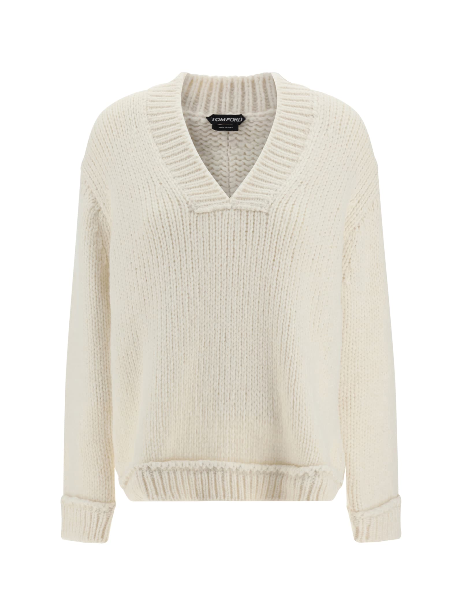 Tom Ford White Alpaca Leather Sweatshirt In Chalk
