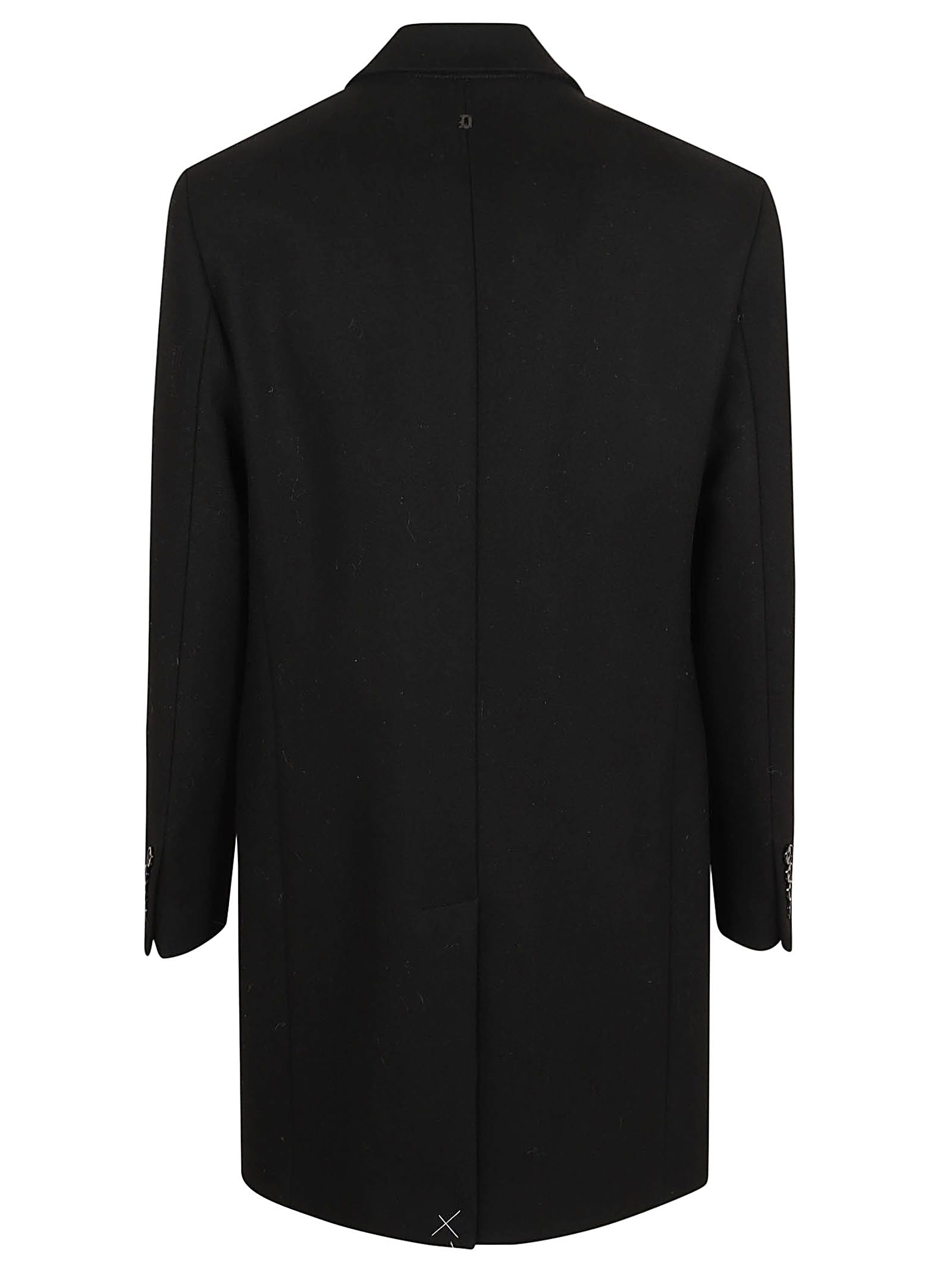 Dondup Knee-length Wool Coat With Welt Pockets And Three Buttons In Black