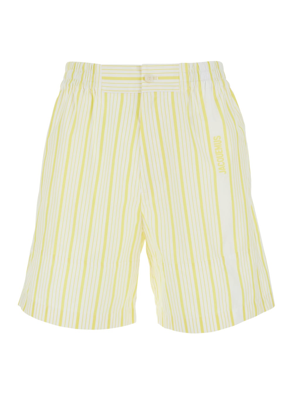 ìle Short Aloe White Shorts With Logo Lettering On The Front And All-over Striped Motif In Cotton Man