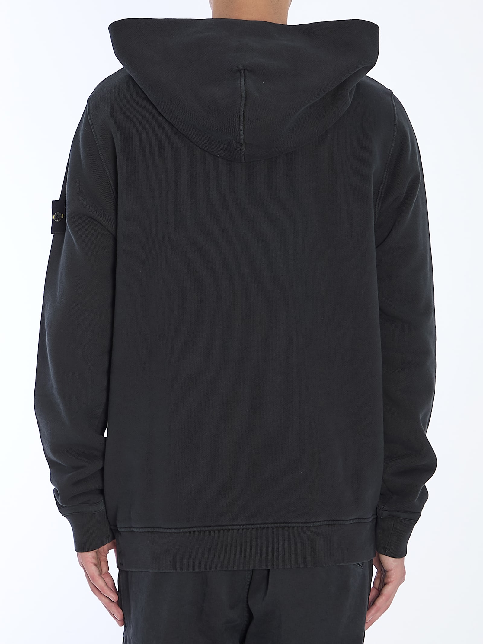 Shop Stone Island Cotton Hoodie In Black