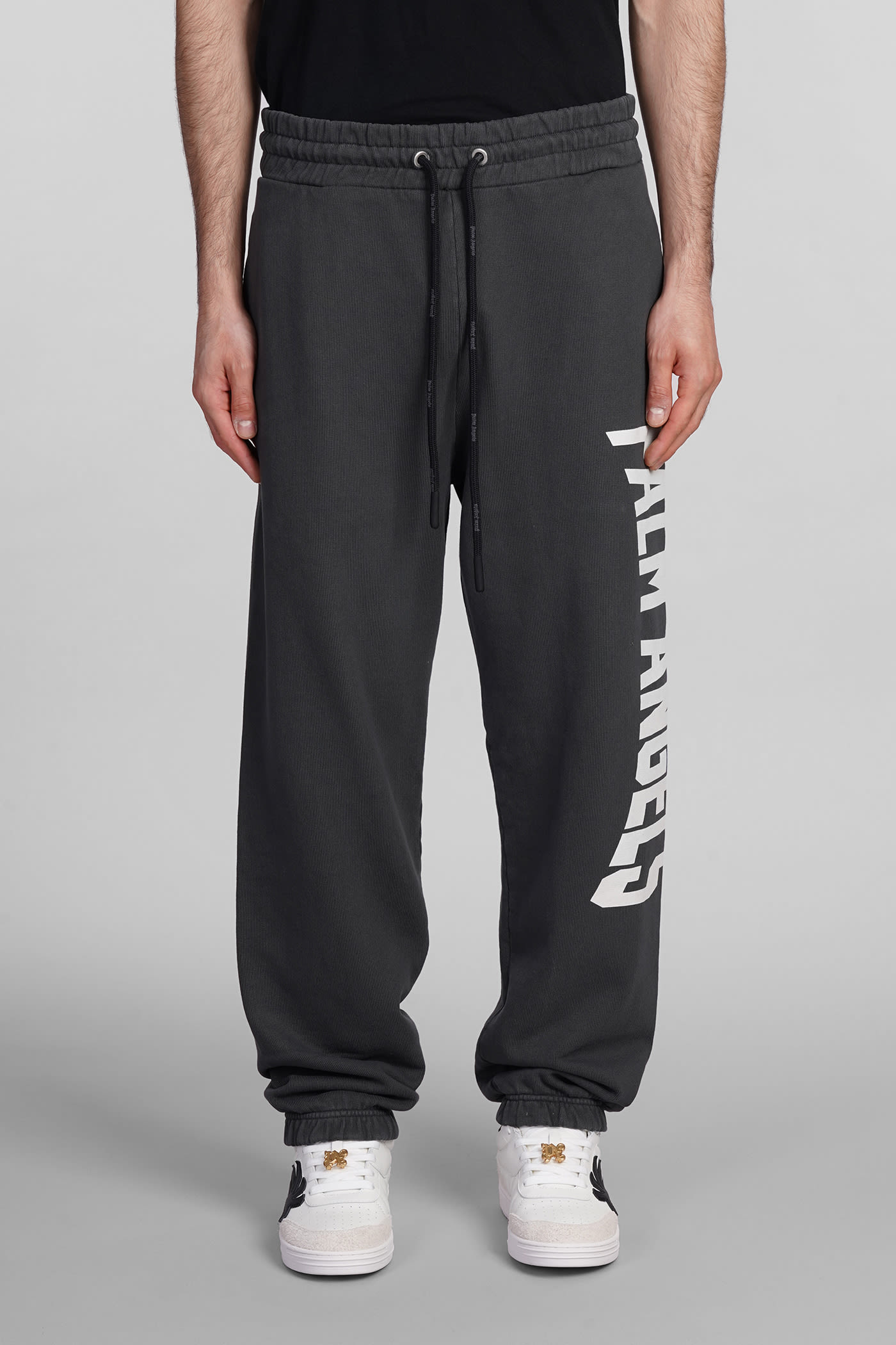 Shop Palm Angels Pants In Grey Cotton