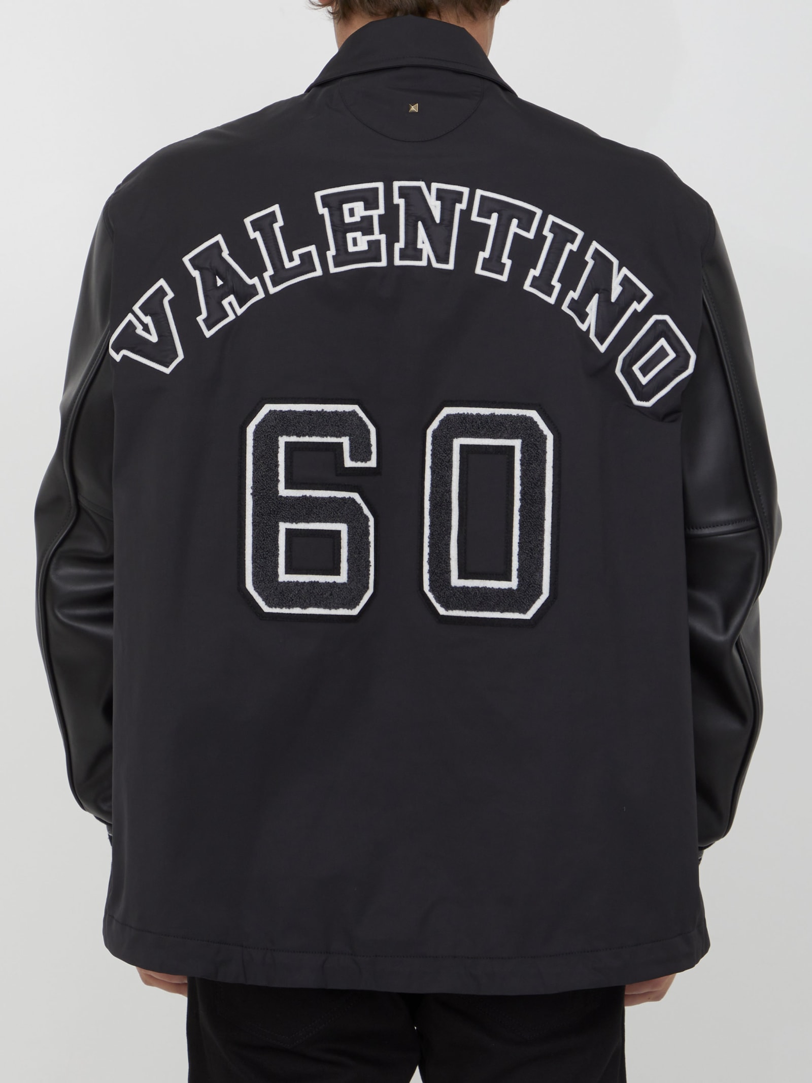 Shop Valentino Nylon Track Jacket In Black