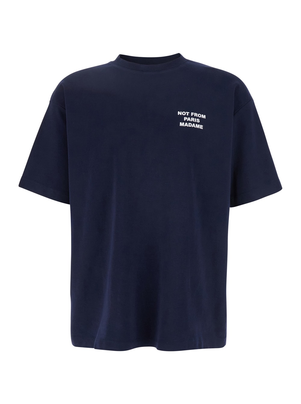 Blue Crewneck T-shirt With Slogan Print On The Front And Back In Cotton Man