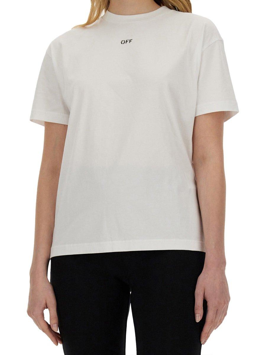 Shop Off-white Diag-stripe Crewneck T-shirt In White