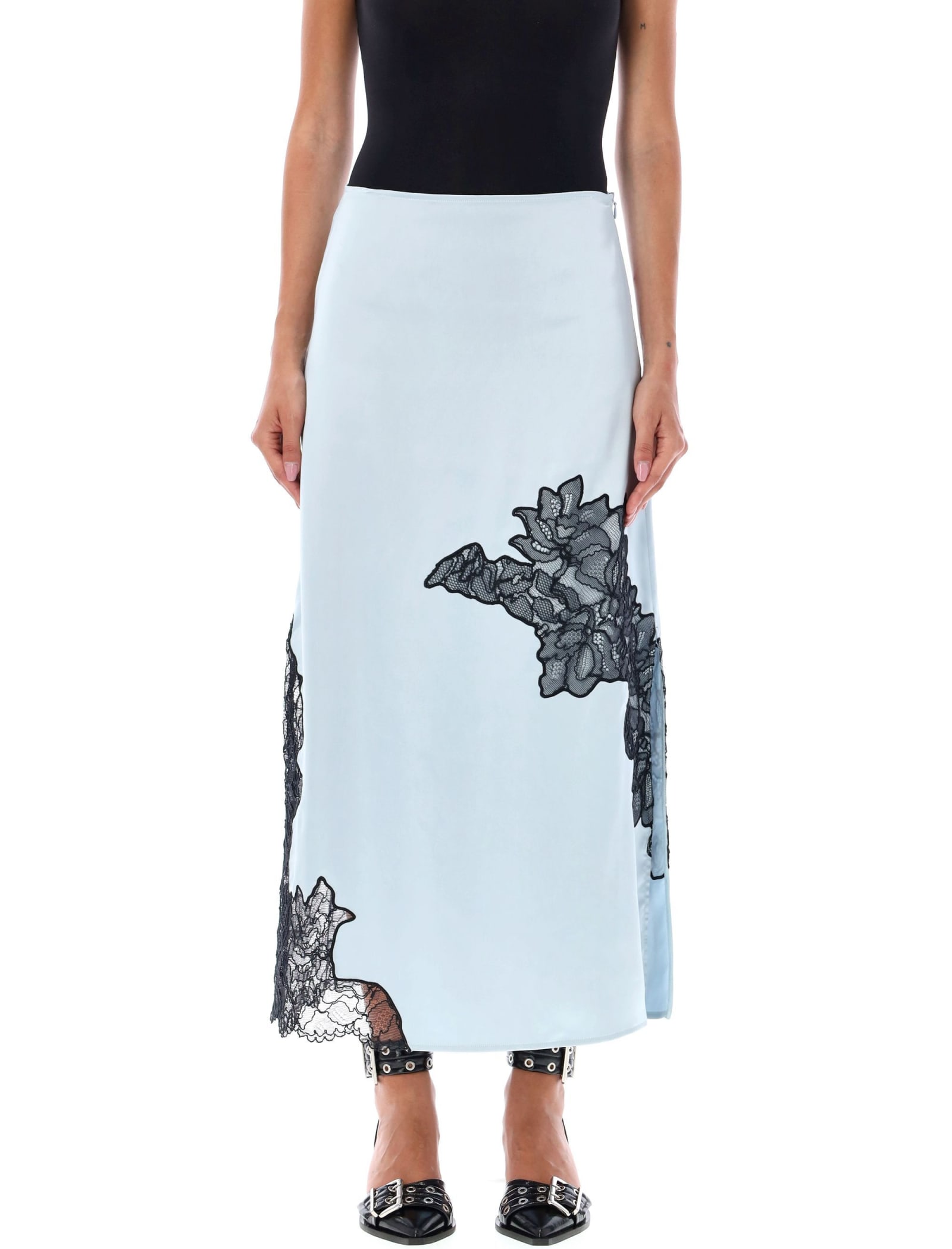 GANNI MIDI SKIRT LACE DETAILS 