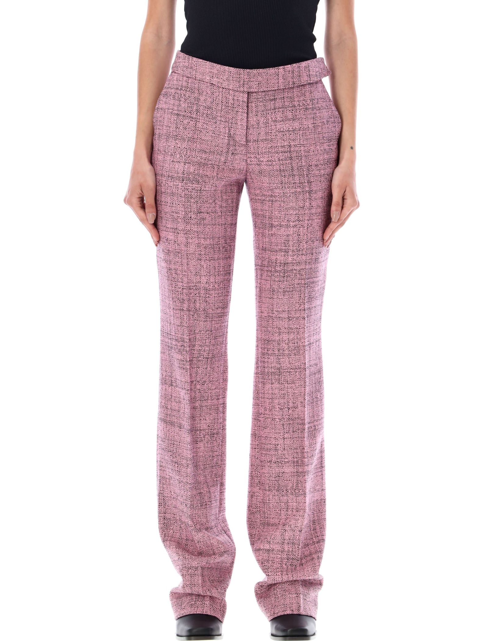 Shop Stella Mccartney Wool Mouline Slim Fit Tailored Trousers In Pink