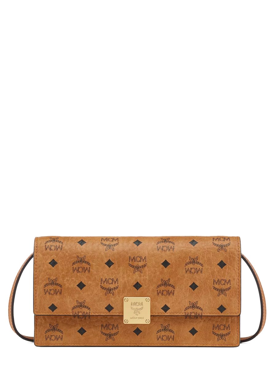 Mcm Aren Wallet With Shoulder Strap In Brown