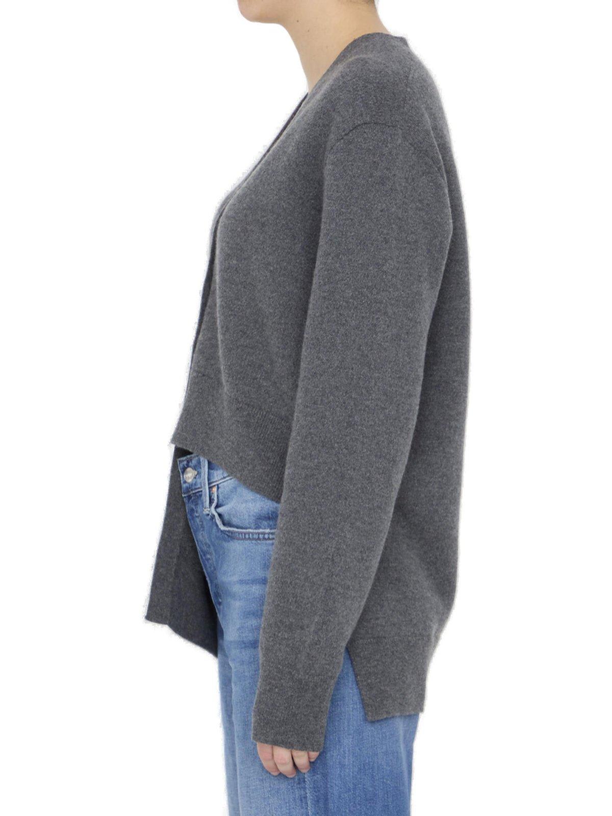 Shop Loewe V-neck Asymmetric Cardigan In Grey