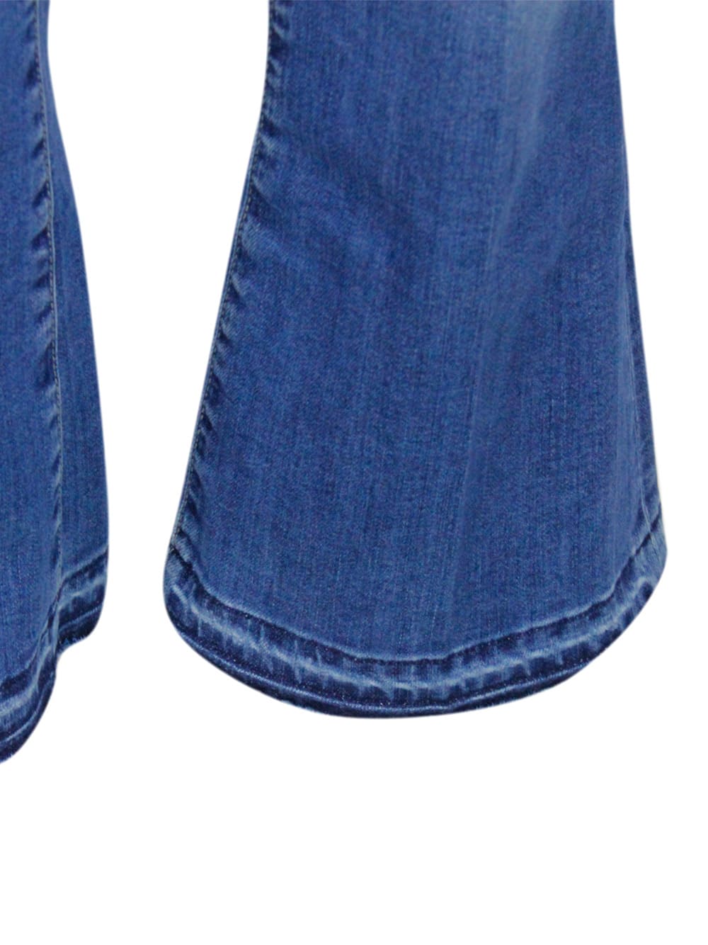 Jacob Cohen Victoria Crop Jeans In Light Stretch Denim With Trumpet Shape And 5-pocket Fringed Hem In Denim