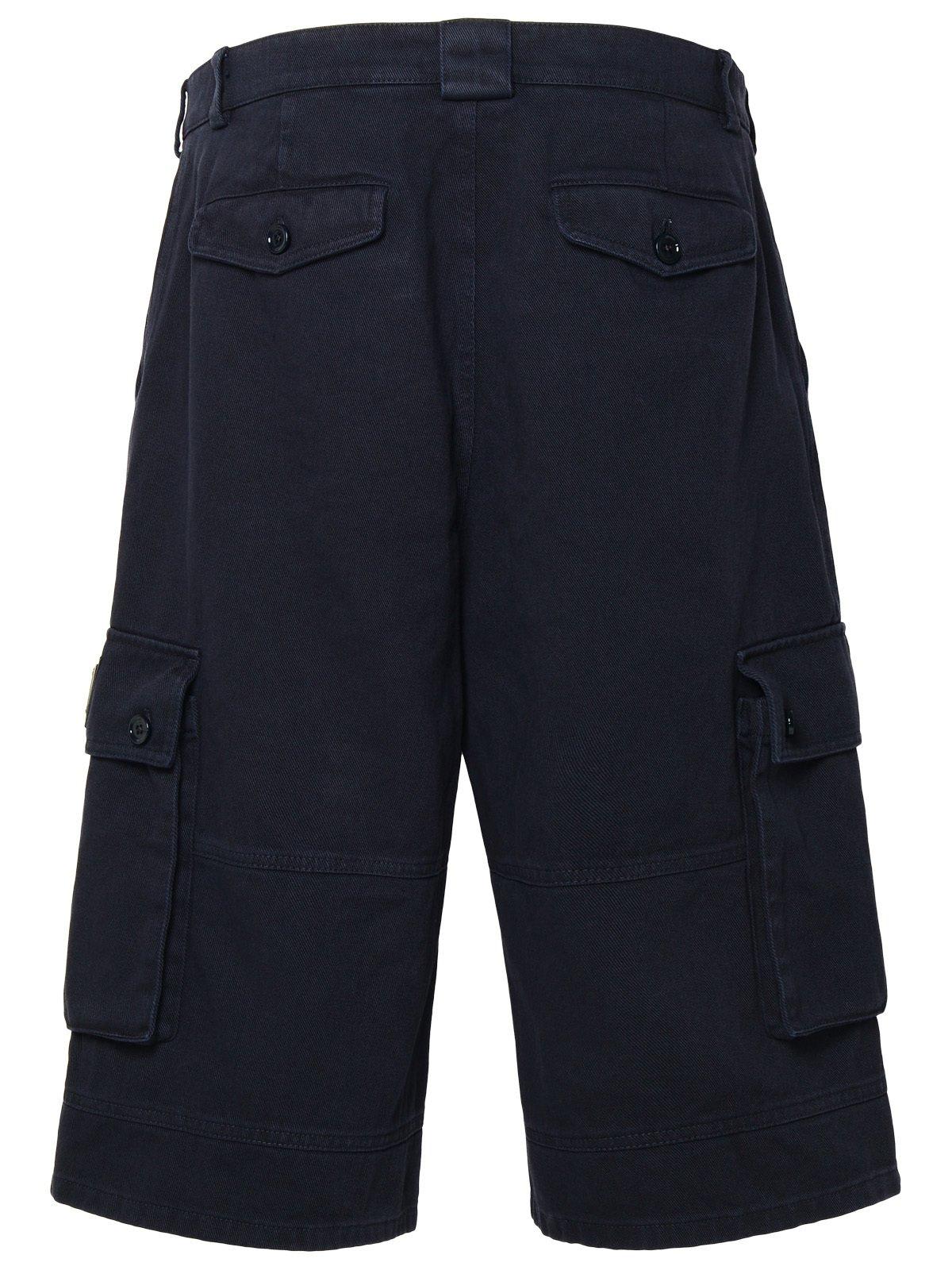 Shop Dolce & Gabbana Logo Plaque Cargo Shorts In Blue