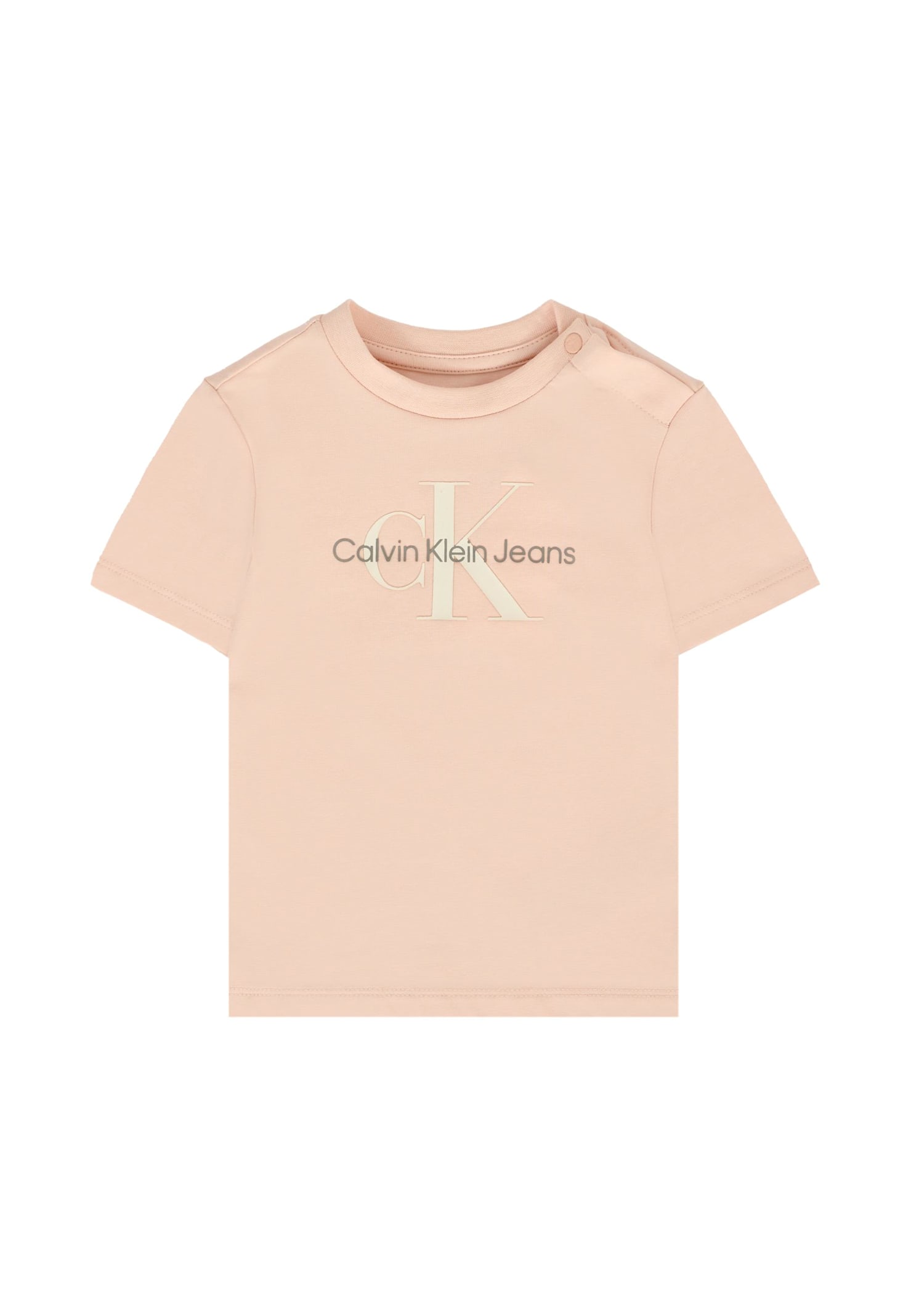 Calvin Klein Pink T-shirt For Baby Girl With Logo In Animal Print