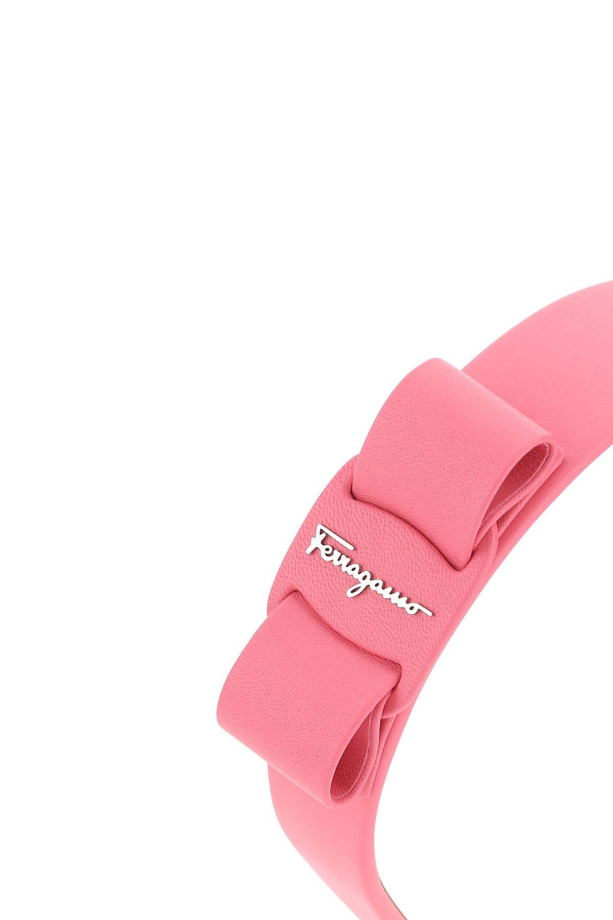 Shop Ferragamo Pink Leather Hair Band In Purple