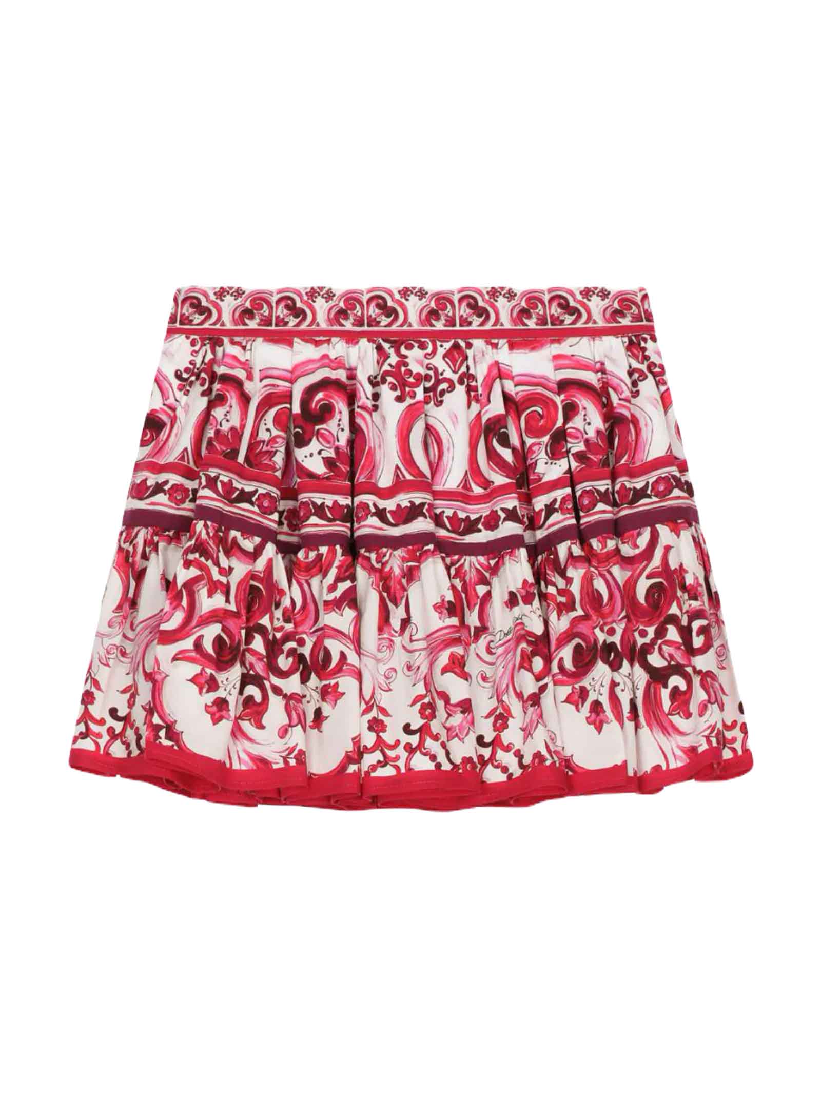 Shop Dolce & Gabbana White/red Skirt Girl In Bianco