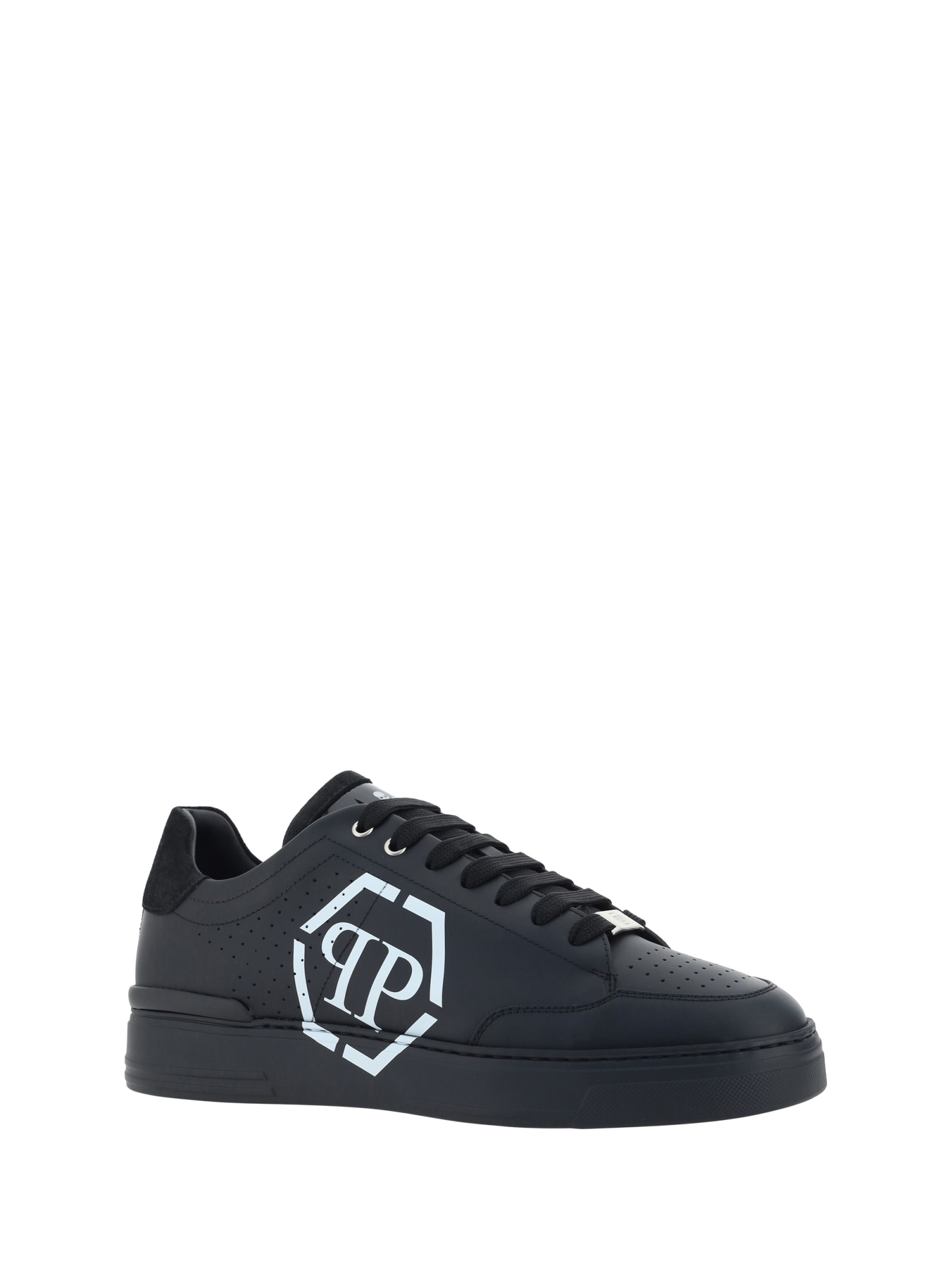 Shop Philipp Plein Lo Top Sneakers In Black/black