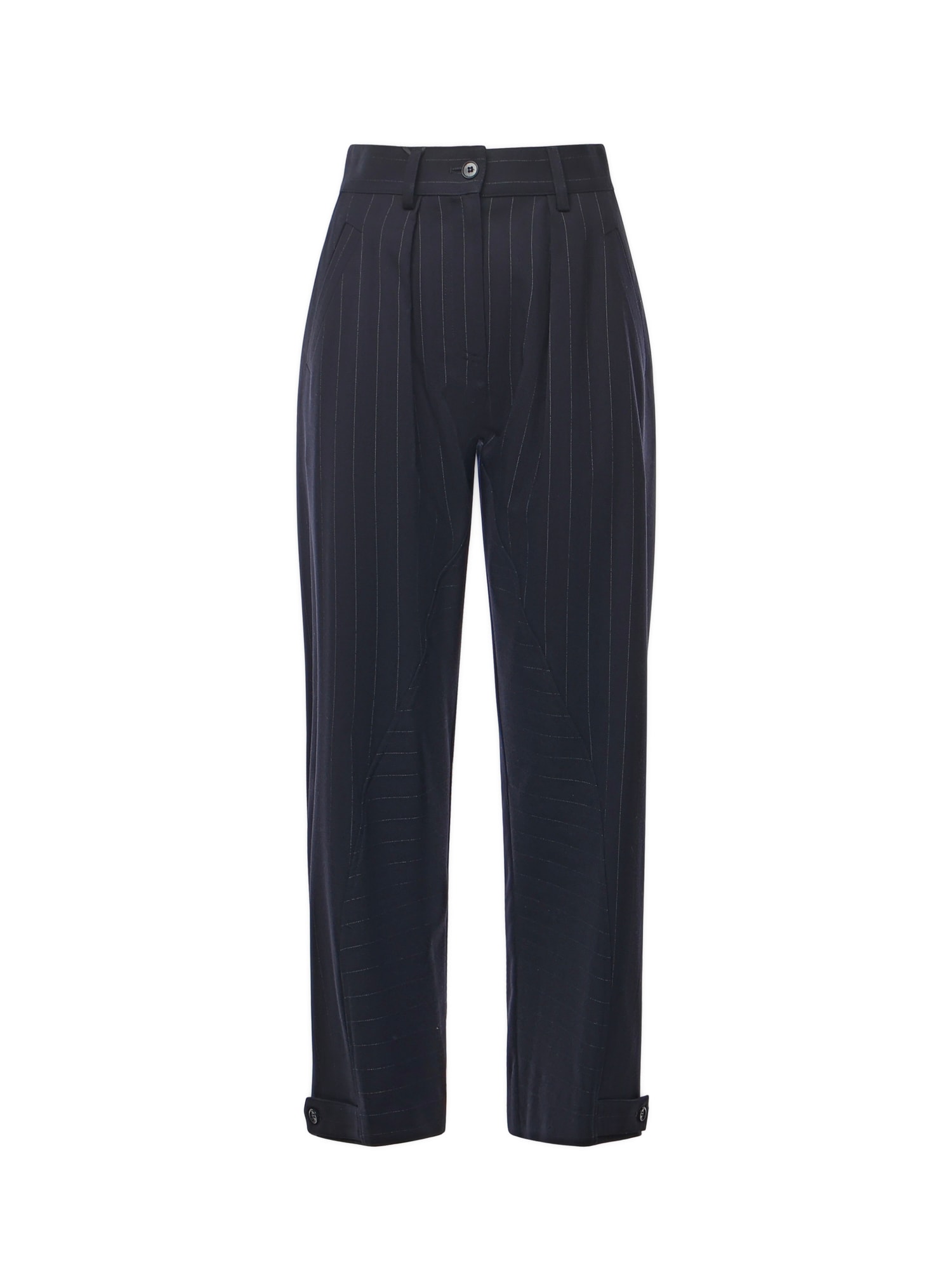 Pinko Pinstriped Wool Balloon Trousers In Blue