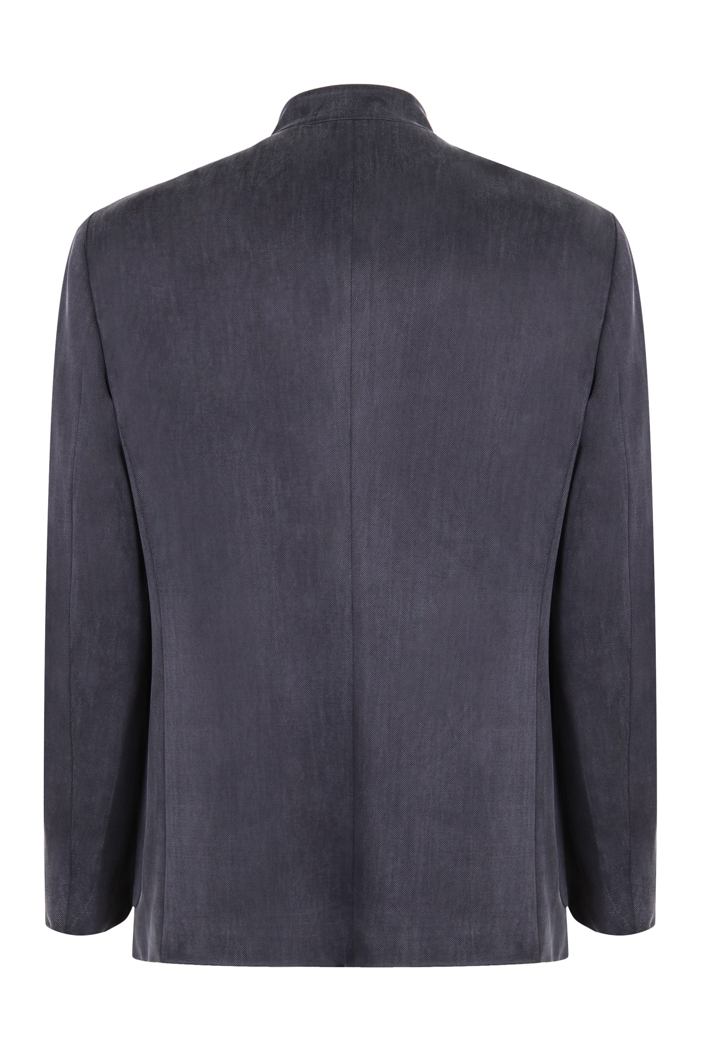 Shop Giorgio Armani Twill Blazer With Buttons In Blue