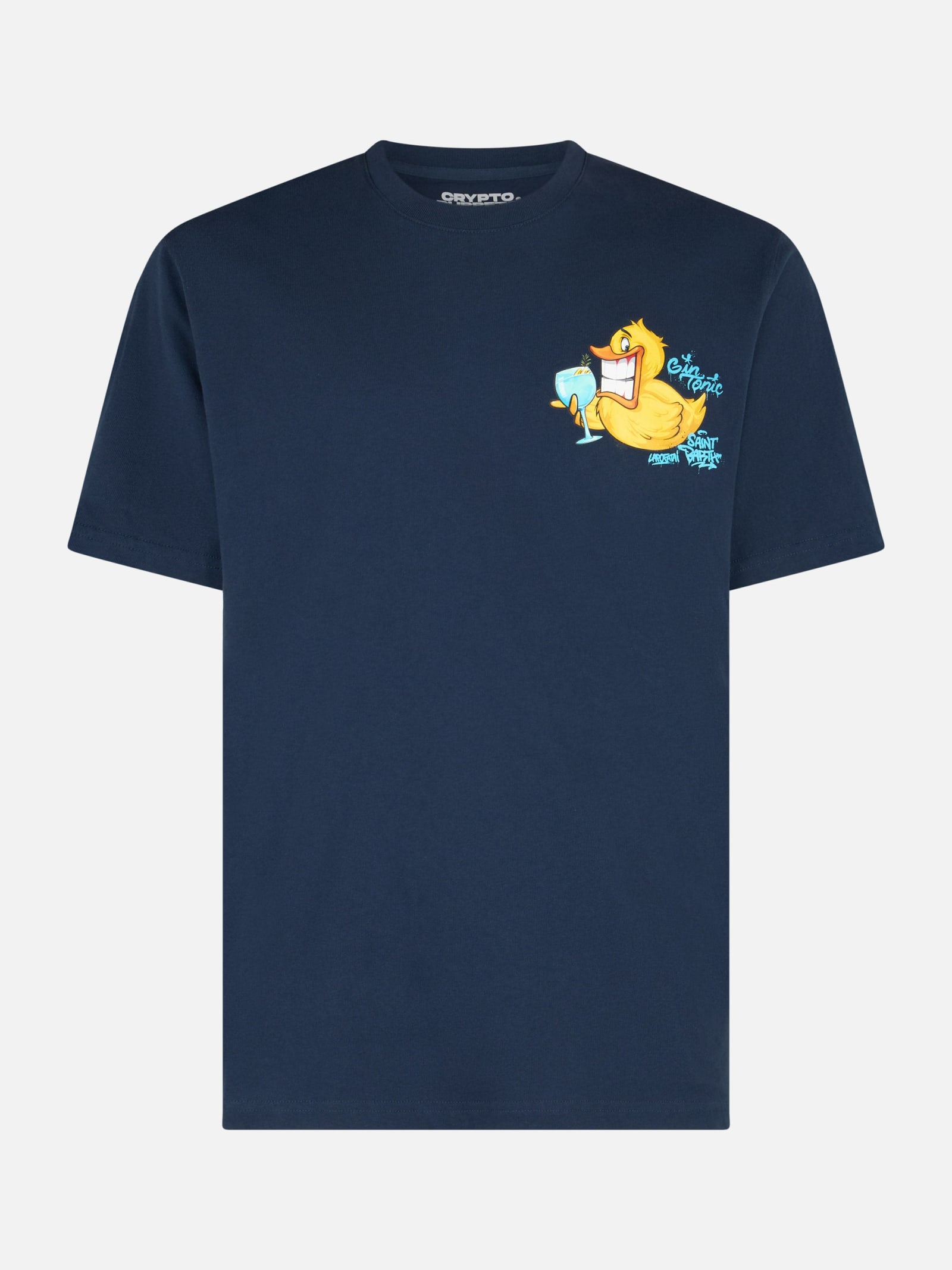 MC2 SAINT BARTH MAN COTTON T-SHIRT WITH CRYPTOPUPPETS DUCKY GIN FRONT AND BACK PLACED PRINT CRYPTOPUPPETS SPECIAL ED