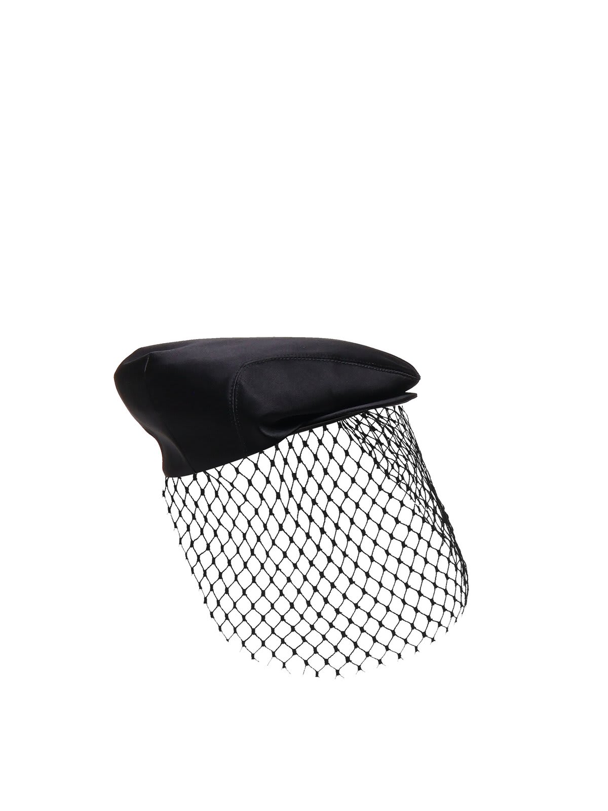 Shop Dolce & Gabbana Veil Detailed Satin Flat Cap In Black