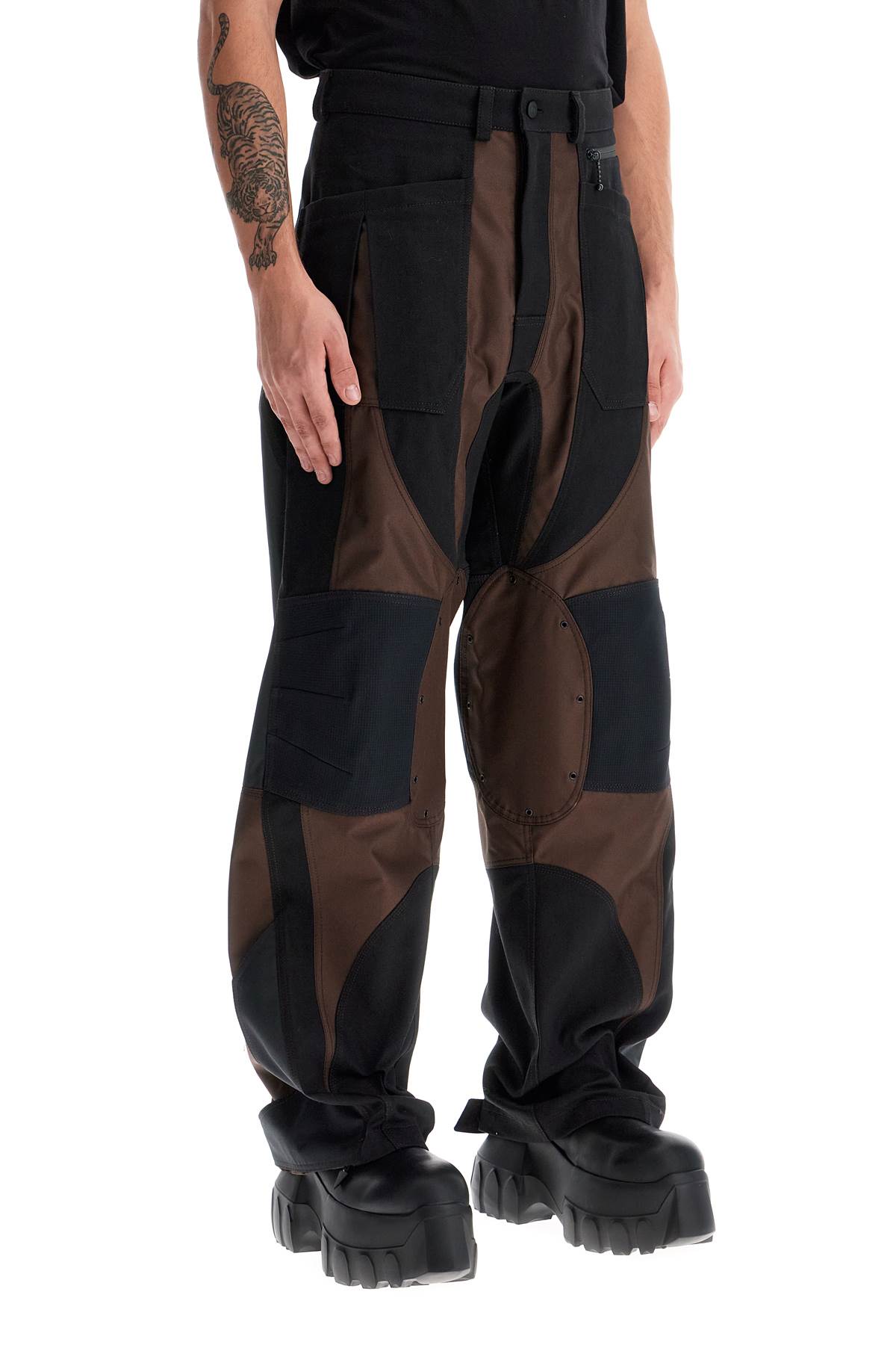 Shop Mugler Patchwork Cargo Pants With In Black Dark Chocolate (brown)