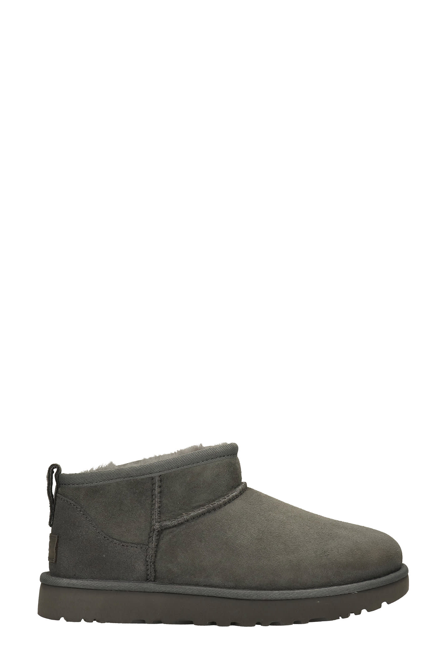 UGG Classic Ultra Low Heels Ankle Boots In Grey Suede