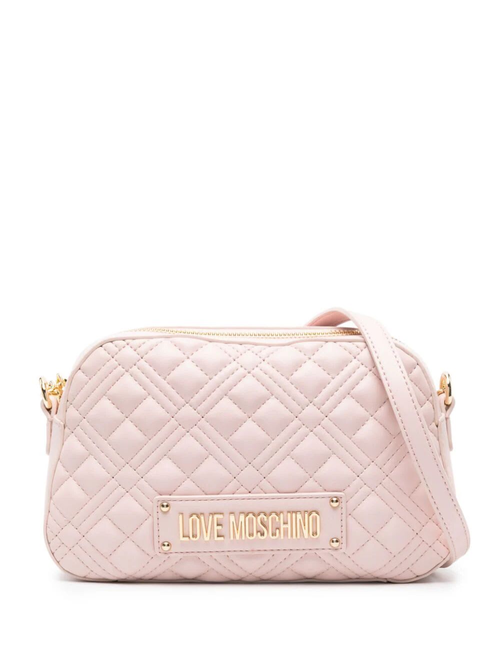 Shop Love Moschino Quilted Shoulder Bag In Powder
