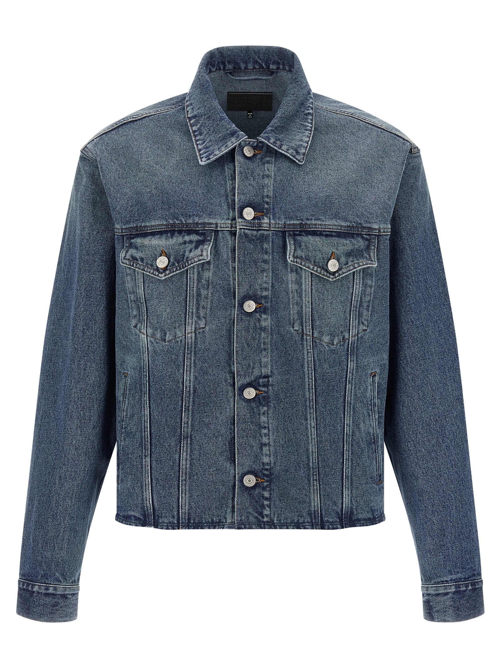 Mm6 Maison Margiela Denim Jacket With Long Sleeves And Chest Pockets In Blue