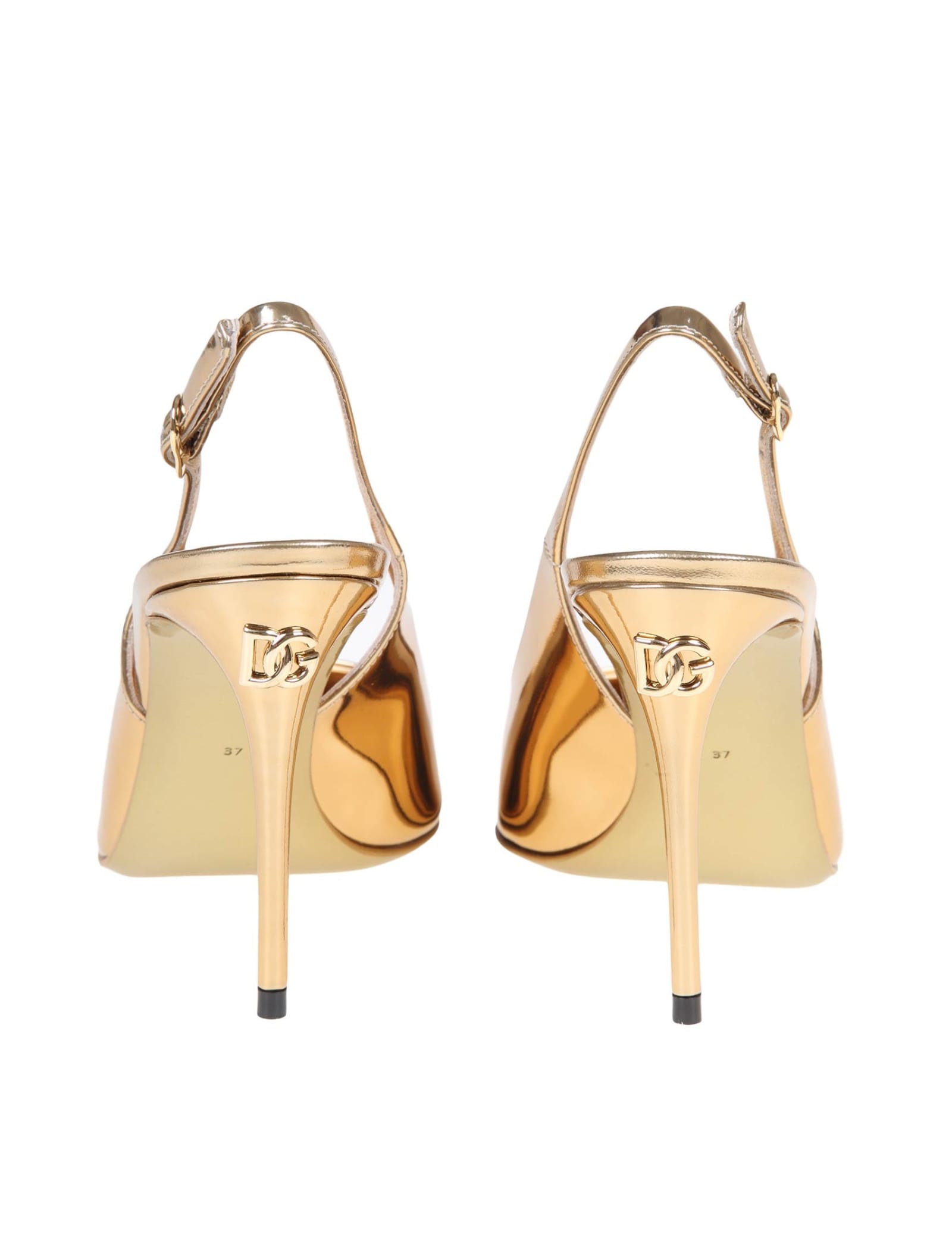 Shop Dolce & Gabbana Slingback In Gold Mirror Leather In Light Gold